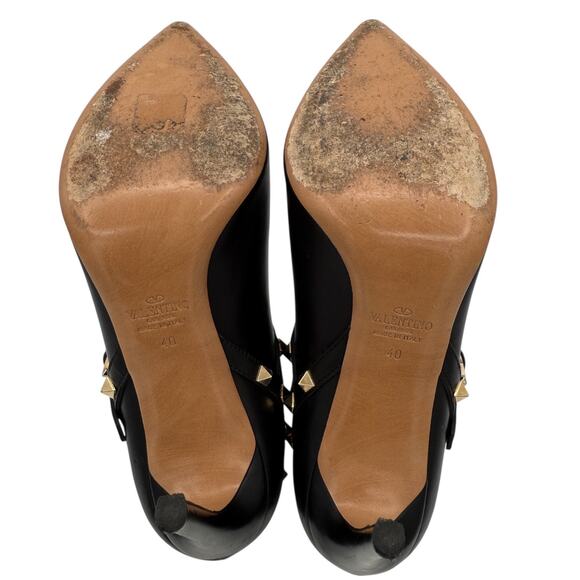 Valentino Garavani Rockstud Ankle Boots Black Leather Stud High Heel EU 40 US 10 - Picture 9 of 15